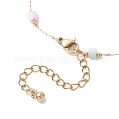 Dyed Disc Natural Shell & 304 Stainless Steel Link Chain Necklaces&nbsp;NJEW-JN05452