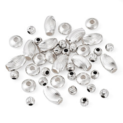 40Pcs 4 Style 925 Sterling Silver Corrugated Spacer Beads&nbsp;STER-TA0001-34