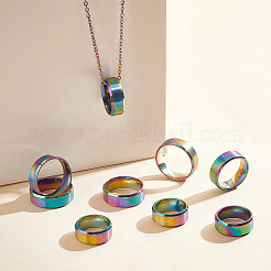 18Pcs 9 Styles Stainless Steel Wide Band Finger Rings for Women Men&nbsp;RJEW-UN0002-53M