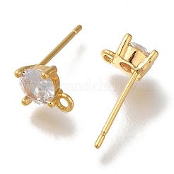 Brass Clear Cubic Zirconia Stud Earrings Finding for Women&nbsp;EJEW-B107-18G