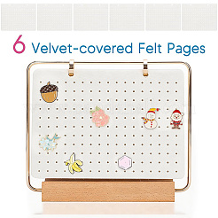 Felt with Iron Desktop Brooch Organizer Stands with Wooden Base&nbsp;ODIS-SC0001-12
