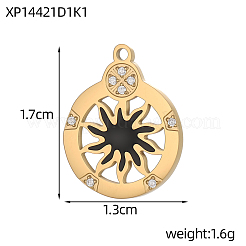304 Stainless Steel Micro Pave Cubic Zirconia Pendants&nbsp;STAS-OY011-09G