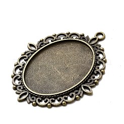 Tibetan Style Alloy Oval Pendant Cabochon Settings&nbsp;TIBEP-S231-01AB-NR