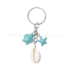 Synthetic Turquoise with Natural Mixed Cowrie Shell Keychain&nbsp;KEYC-JKC01265