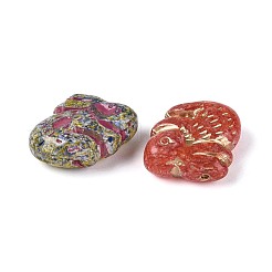 Picasso Baking Paint & Golden Metal Enlaced Glass Beads&nbsp;DGLA-T004-72M