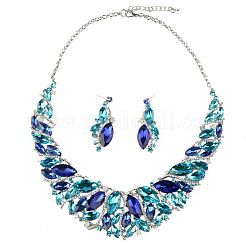 Alloy Rhinestone Pendant Necklaces & Teardrop Stud Dangle Earring Sets for Women&nbsp;WG99E9F-03