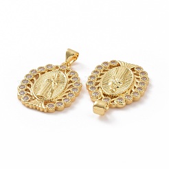 Brass Micro Pave Clear Cubic Zirconia Pendants&nbsp;ZIRC-F135-21G