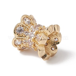 Eco-Friendly Rack Plating Brass Micro Pave Cubic Zirconia Double Sided Bead Caps&nbsp;KK-F835-25A-G