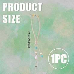 Glass & Alloy Cross & Natural Amazonite Pendant Decorations&nbsp;HJEW-WH00102