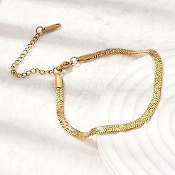 304 Stainless Steel Snake Chains Bracelets for Women&nbsp;BJEW-P395-02G-02