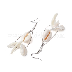 Natural Trochid Shell & Cowrie Shell Dangle Earrings&nbsp;EJEW-JE06081