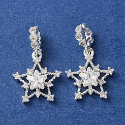 Brass Pave Clear Cubic Zirconia European Dangle Charms&nbsp;CU-CBAEC99-26S