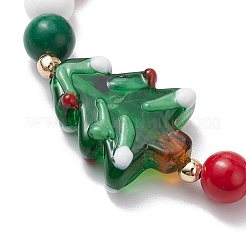 2Pcs Christmas Theme Natural Mashan Jade & Lawmwork Beads Stretch Bracelets for Women Men&nbsp;BJEW-JB11148