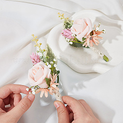 Silk Cloth Artificial Flower Boutonniere&nbsp;AJEW-DR0001-55C