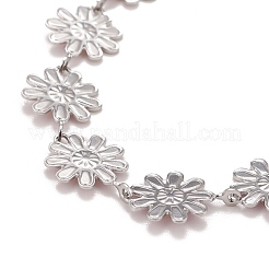 Enamel Daisy Link Chain Necklace&nbsp;NJEW-P220-01P