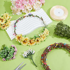 Polyester & Plastic & Iron Artificial Flower&nbsp;AJEW-BM0001-28