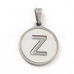304 Stainless Steel with White Shell Pendants&nbsp;STAS-G268-01Z-P