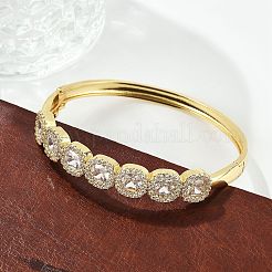 Brass Micro Pave Clear Cubic Zirconia Hinged Bangles for Women&nbsp;BJEW-K274-01G