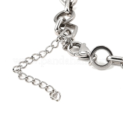 304 Stainless Steel Heart & Flat Round Link Bracelets for Men & Women&nbsp;BJEW-D042-24P