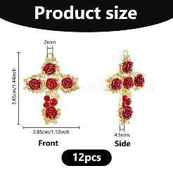 12Pcs Rack Plating Light Gold Alloy Rhinestone Pendants&nbsp;RELI-DC0001-01