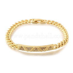 Brass Micro Pave Clear Cubic Zirconia Link Bracelets&nbsp;BJEW-F498-03B-G