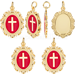 6Pcs Brass Enamel Pendants&nbsp;KK-BBC0019-83