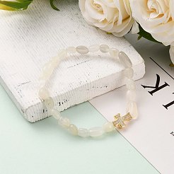 Nuggets Natural White Moonstone Stretch Beaded Bracelets&nbsp;BJEW-JB05805-05