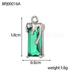 Rectangle Charms 304 Stainless Steel Cubic Zirconia Pendants&nbsp;STAS-OY004-21P