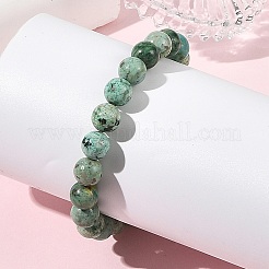 Natural Peruvian Turquoise(Jasper) Round Beaded Stretch Bracelets&nbsp;BJEW-JB14341-02