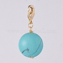Flat Round Synthetic Turquoise Pendants&nbsp;HJEW-JM00369-03