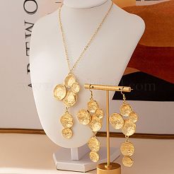 Alloy Flat Round Tassel Pendant Necklaces & Dangle Earrings for Women&nbsp;FS-WGE7B1D-01