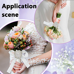 2Pcs Glass & Alloy & Polyester & Resin Flower Bouquet Ribbon&nbsp;DIY-FG0010-24