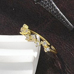 Star Clear Cubic Zirconia Cuff Rings&nbsp;RJEW-G337-03G