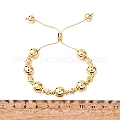 Brass Round Beads Slider Bracelets for Women&nbsp;LS-BJEW-D357-06B-G