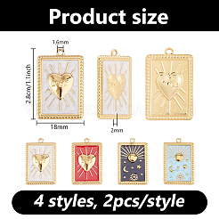 8Pcs 4 Styles 304 Stainless Steel Pendants&nbsp;STAS-DC0017-52