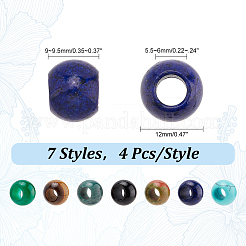 28Pcs 7 Styles Mixed Gemstone European Beads&nbsp;G-PH0002-37