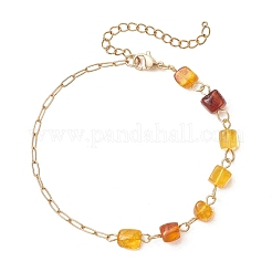 Natural Amber Beads Link Chain Bracelets&nbsp;BJEW-JB13644-01