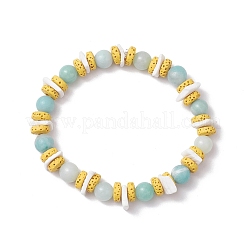 Round Natural Amazonite Beads Stretch Bracelets&nbsp;BJEW-JB11818-01