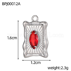 Rectangle Charms 304 Stainless Steel Cubic Zirconia Pendants&nbsp;STAS-OY004-20P
