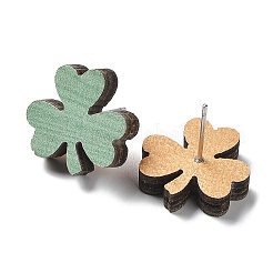 Printing Wood Stud Earrings for Women&nbsp;EJEW-B028-02