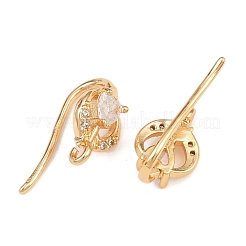 Brass Micro Pave Clear Cubic Zirconia Heart Earring Hooks&nbsp;KK-A274-05G