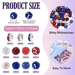 175Pcs 11 Styles Pave Disco Ball Beads&nbsp;RB-TA0001-23