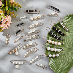 24Pcs 24 Style Plastic Imitation Pearl Beaded Safety Pin Brooches Set&nbsp;SJEW-PH0001-10
