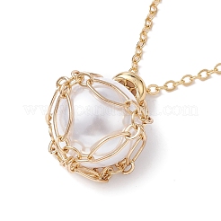Brass Chains Macrame Pouch Empty Stone Holder for Pendant Necklaces Making&nbsp;NJEW-JN04475-01