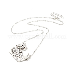 Alloy Snail with Mushroom Pendant Necklace with Resin Beaded&nbsp;NJEW-G056-03AS