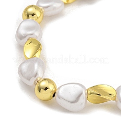 Rack Plating Brass & ABS Plastic Pearl Beads Beaded Necklaces for Women&nbsp;NJEW-C059-11G