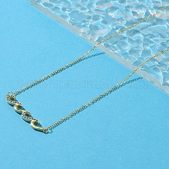 Brass Micro Pave Light Sky Blue Cubic Zirconia Wave Shaped Pendant Cable Chain Necklaces for Women&nbsp;NJEW-R005-01G