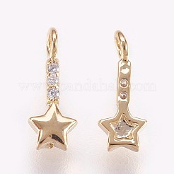 Brass Micro Pave Cubic Zirconia Charms&nbsp;KK-P157-06G-NF