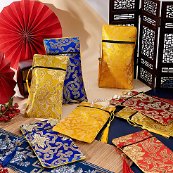 8Pcs 4 Colors Ethnic Style Silk Sutra Book Zipper Pouch&nbsp;ABAG-GA0001-26