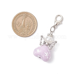 Opaque Acrylic Heart Angel Pendant Decorations&nbsp;HJEW-JM04438